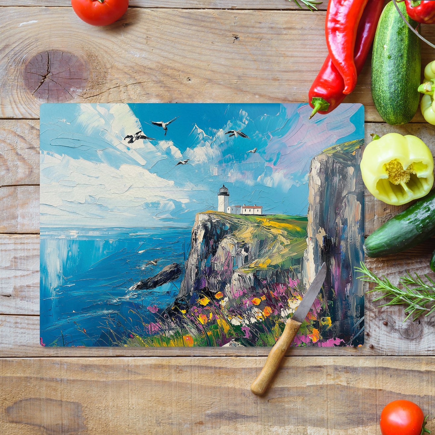 Watcher Of The Waves - Glass Chopping Board