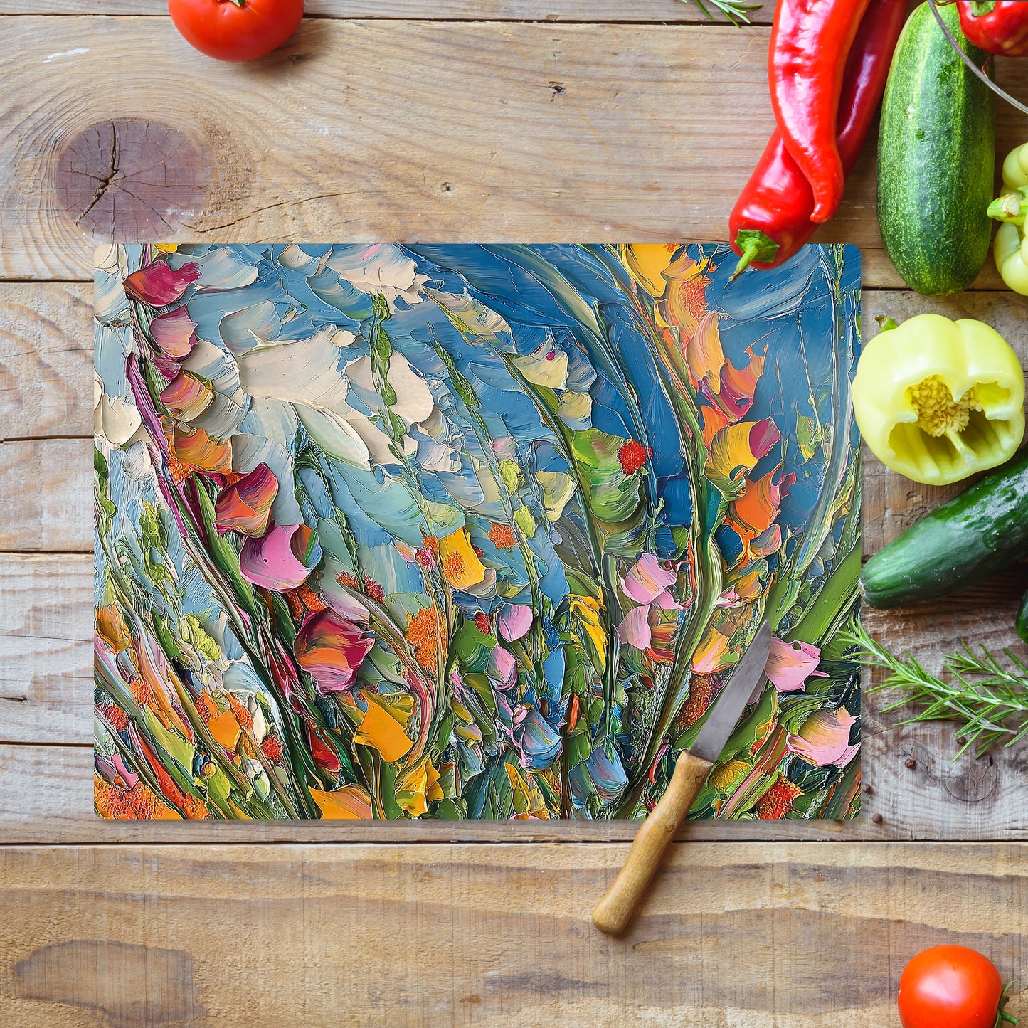 Floral Chorus - Glass Chopping Board