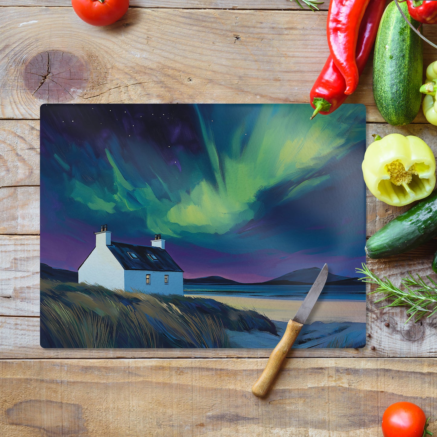 Dancing Sky - Glass Chopping Board