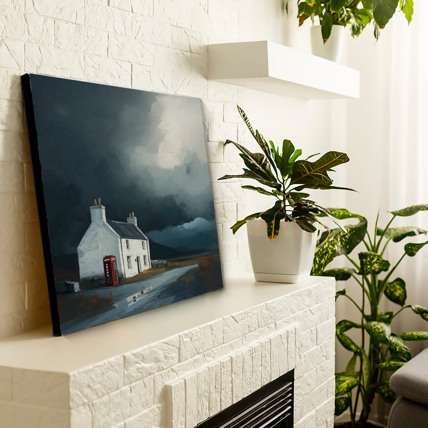 Phone Box Cottage - Canvas Print