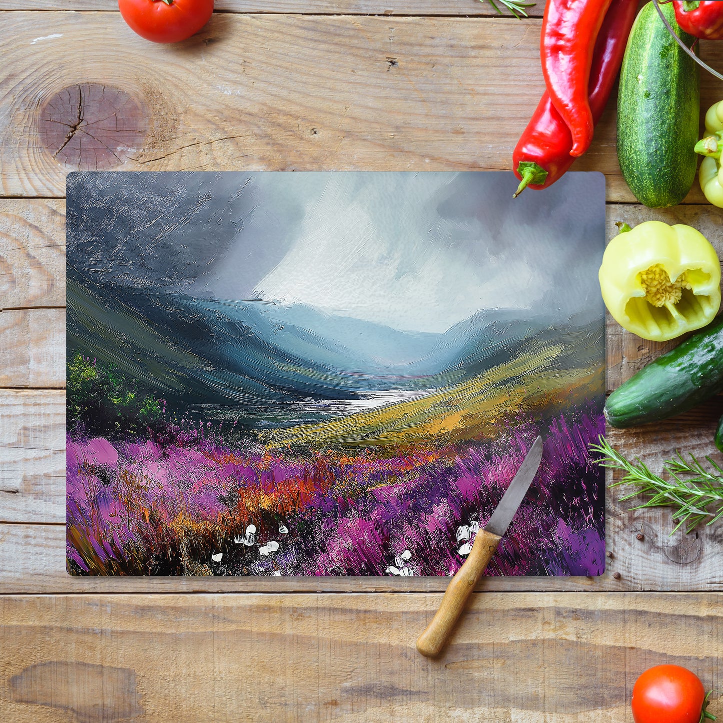 Storm In The Valley - Glass Chopping Board (30cm x 40cm)