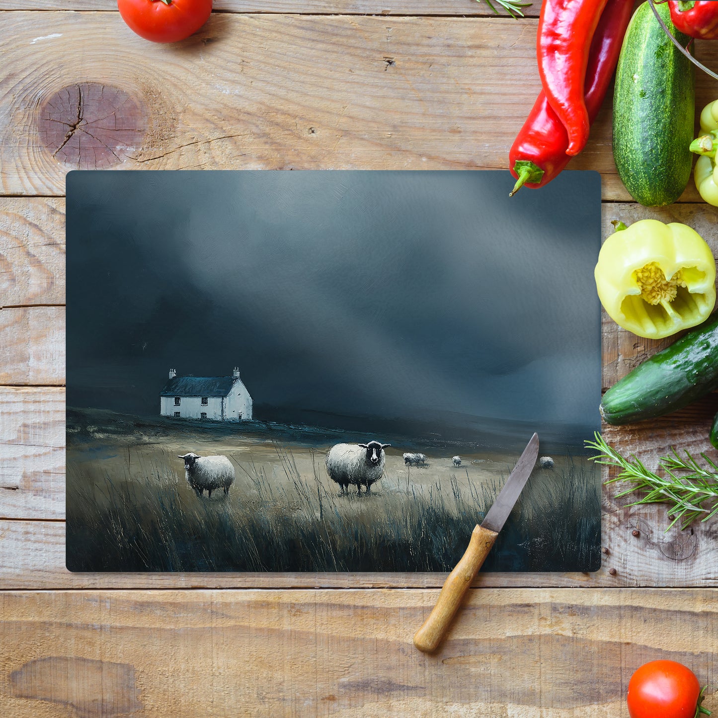 Flock By Night - Glass Chopping Board (30cm x 40cm)