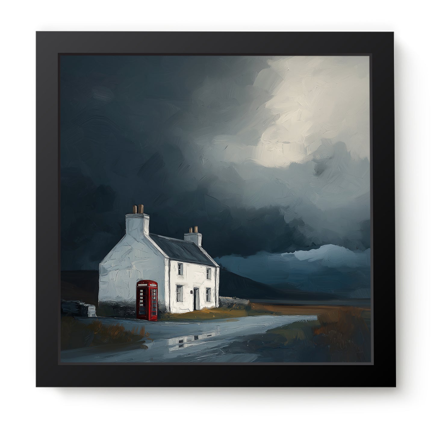 Phone Box Cottage - Fine Art Print (16" x 16")