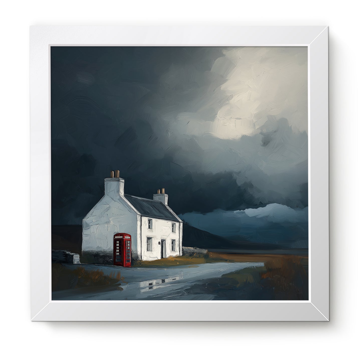 Phone Box Cottage - Fine Art Print (16" x 16")