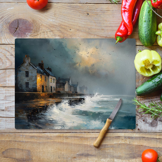 Waves At The Door - Glass Worktop Saver (30cm x 40cm)