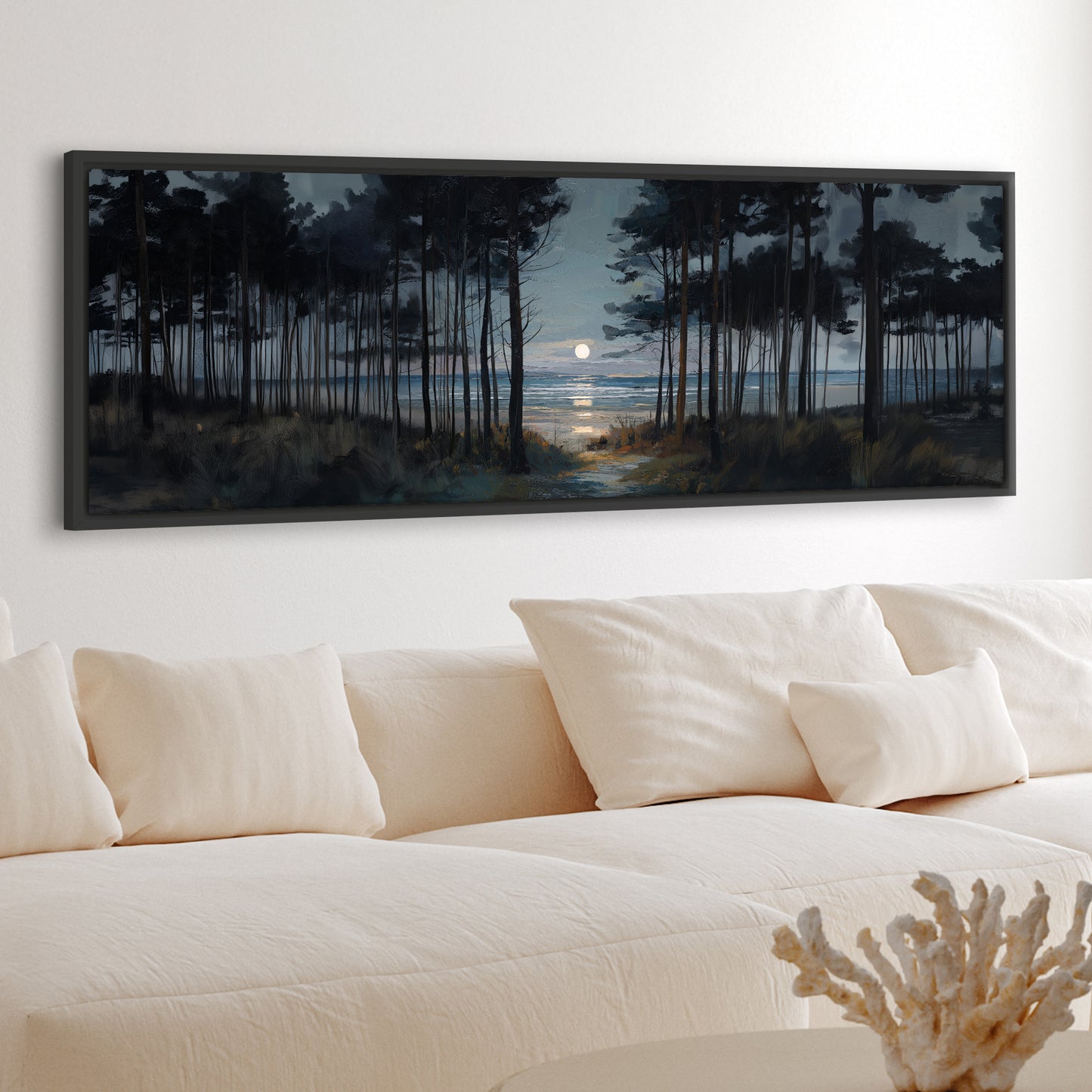 Moon Through The Pines - Canvas Print