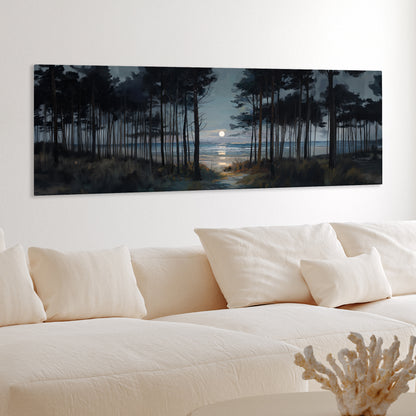 Moon Through The Pines - Canvas Print