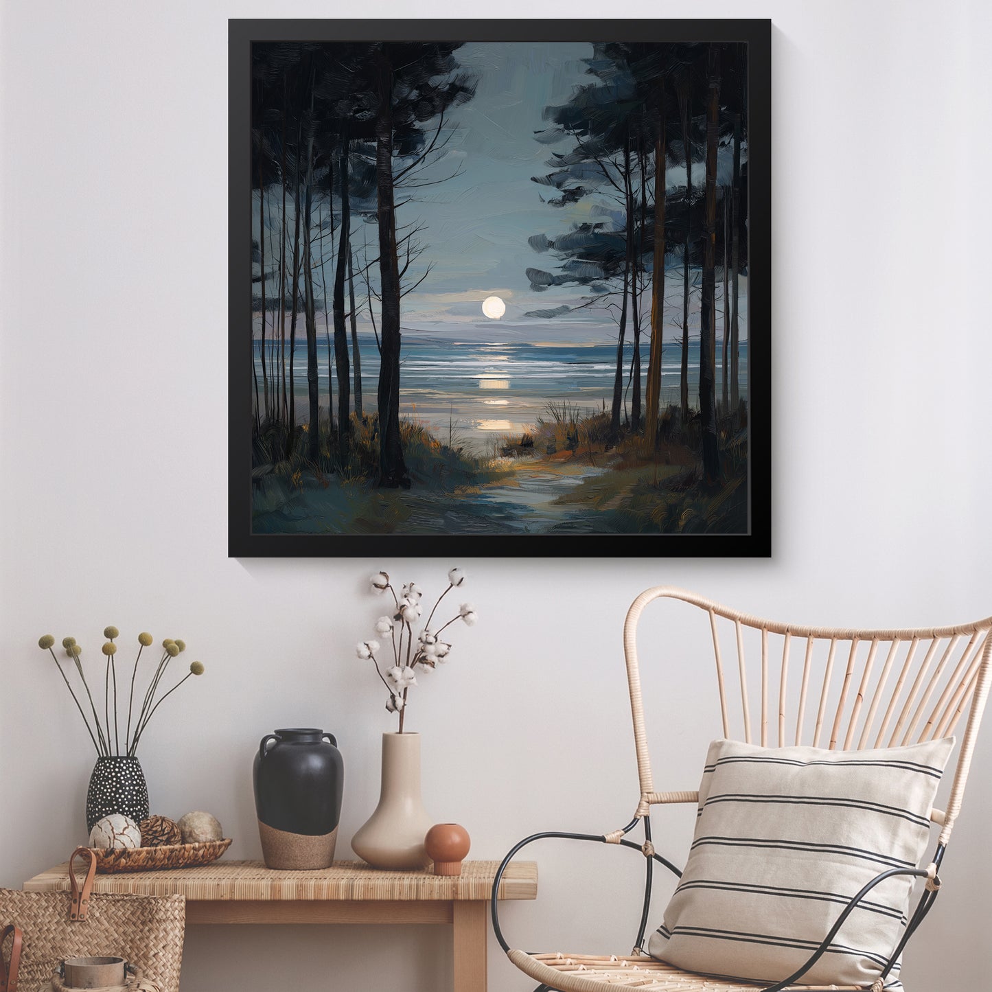 Moon Through The Pines - Fine Art Print