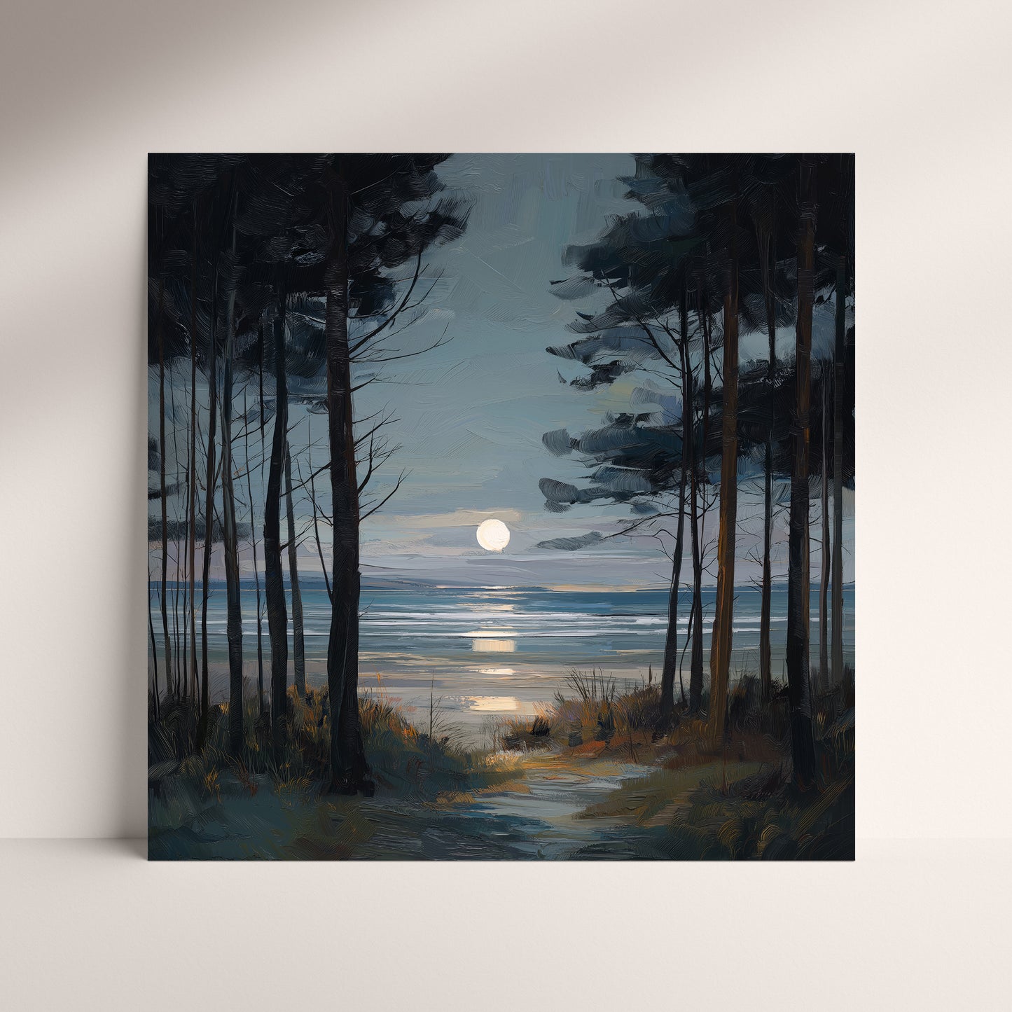 Moon Through The Pines - Fine Art Print (16" x 16")