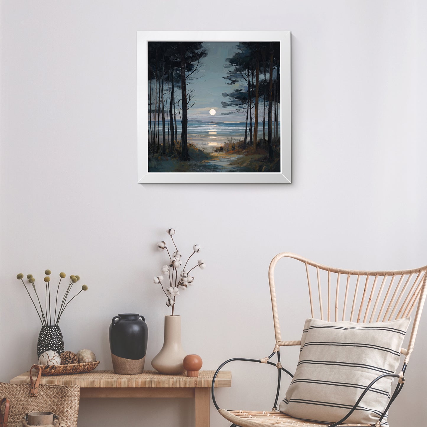 Moon Through The Pines - Fine Art Print (16" x 16")