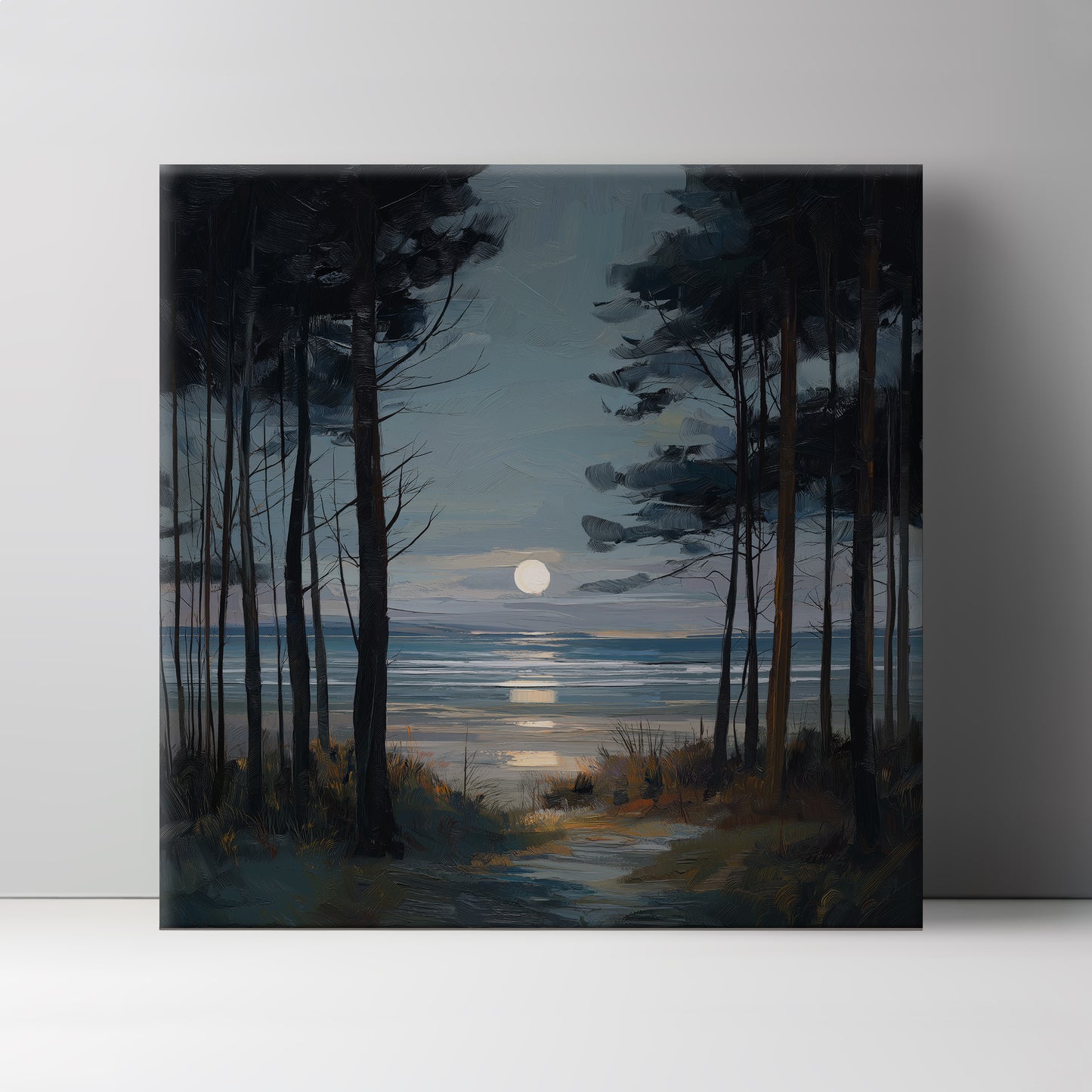Moon Through The Pines - Canvas Print