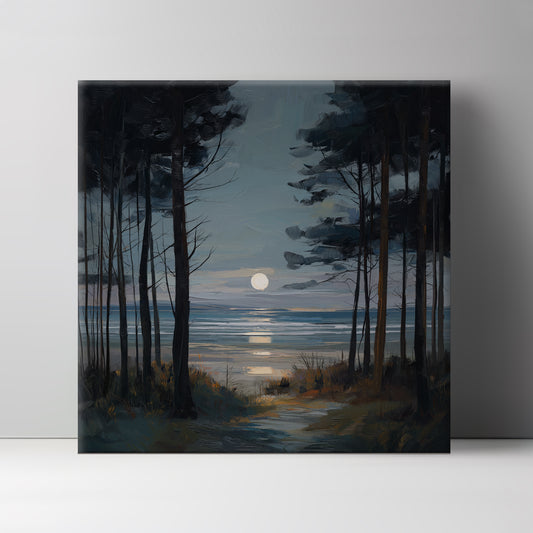 Moon Through The Pines - Canvas Print