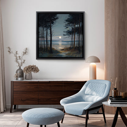 Moon Through The Pines - Canvas Print