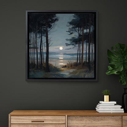 Moon Through The Pines - Canvas Print