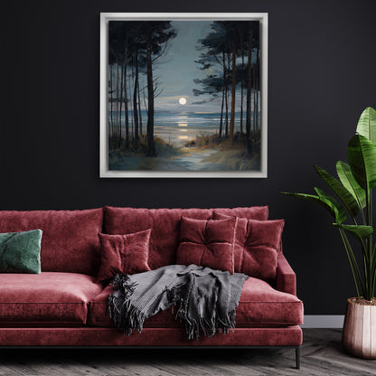 Moon Through The Pines - Canvas Print