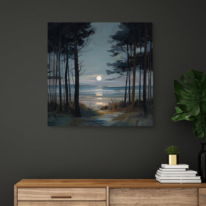 Moon Through The Pines - Canvas Print