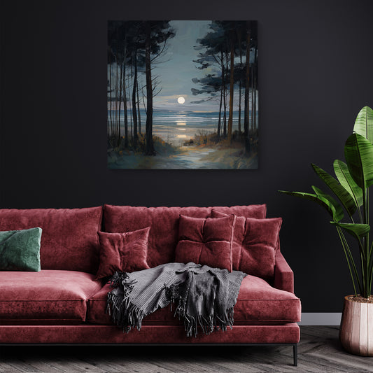 Moon Through The Pines - Canvas Print