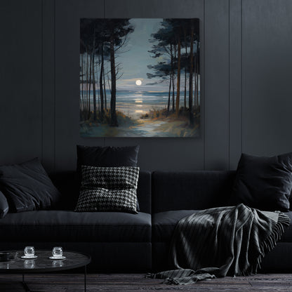 Moon Through The Pines - Canvas Print