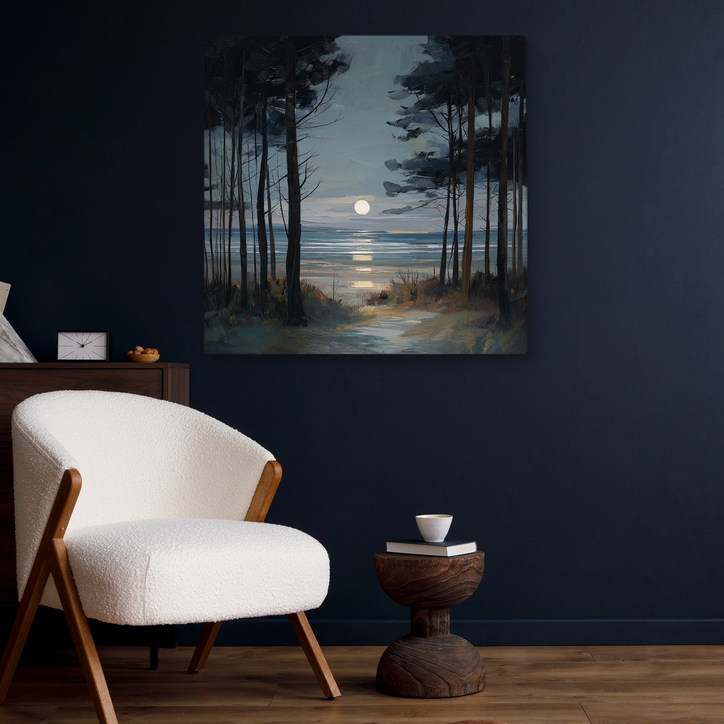 Moon Through The Pines - Canvas Print