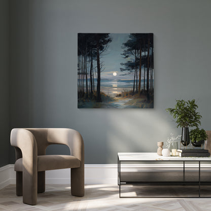Moon Through The Pines - Canvas Print
