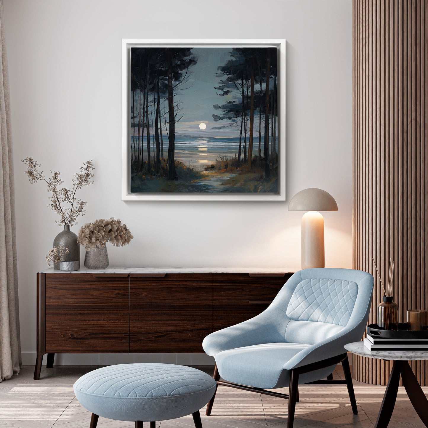 Moon Through The Pines - Canvas Print