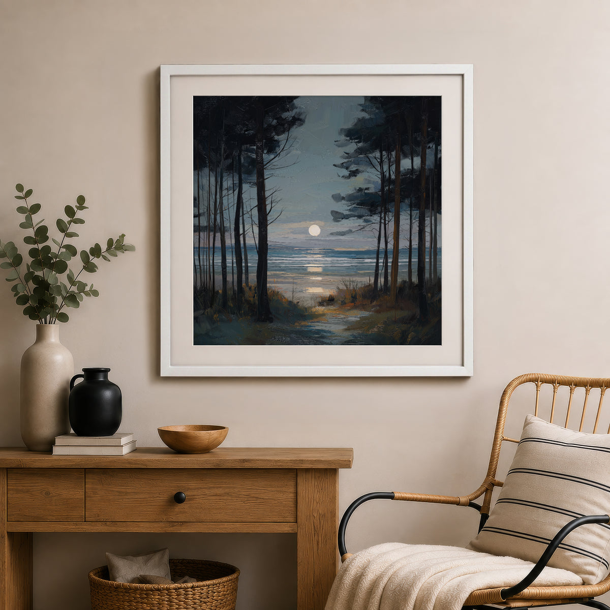 Moon Through The Pines - Gallery Print