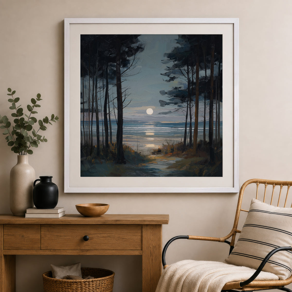 Moon Through The Pines - Gallery Print