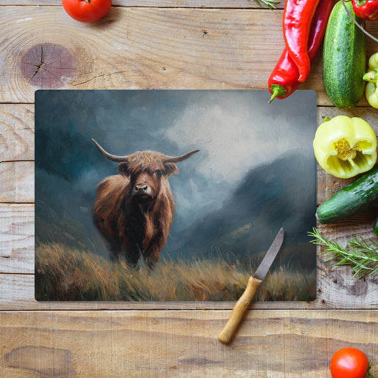 Highland Horns - Glass Worktop Saver (30cm x 40cm)