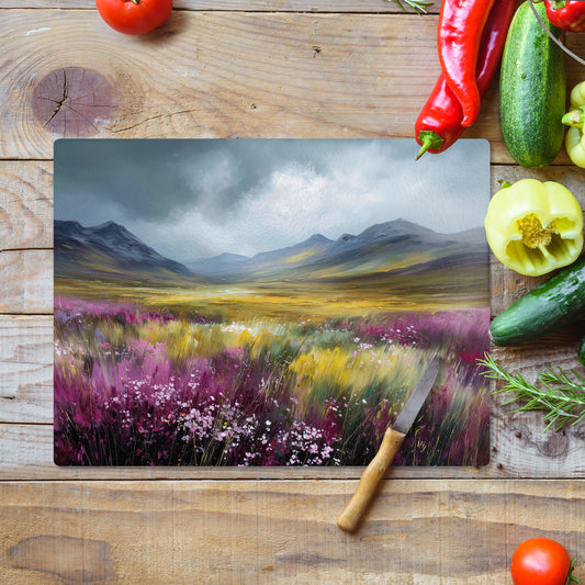 Highland Bloom - Glass Worktop Saver (30cm x 40cm)